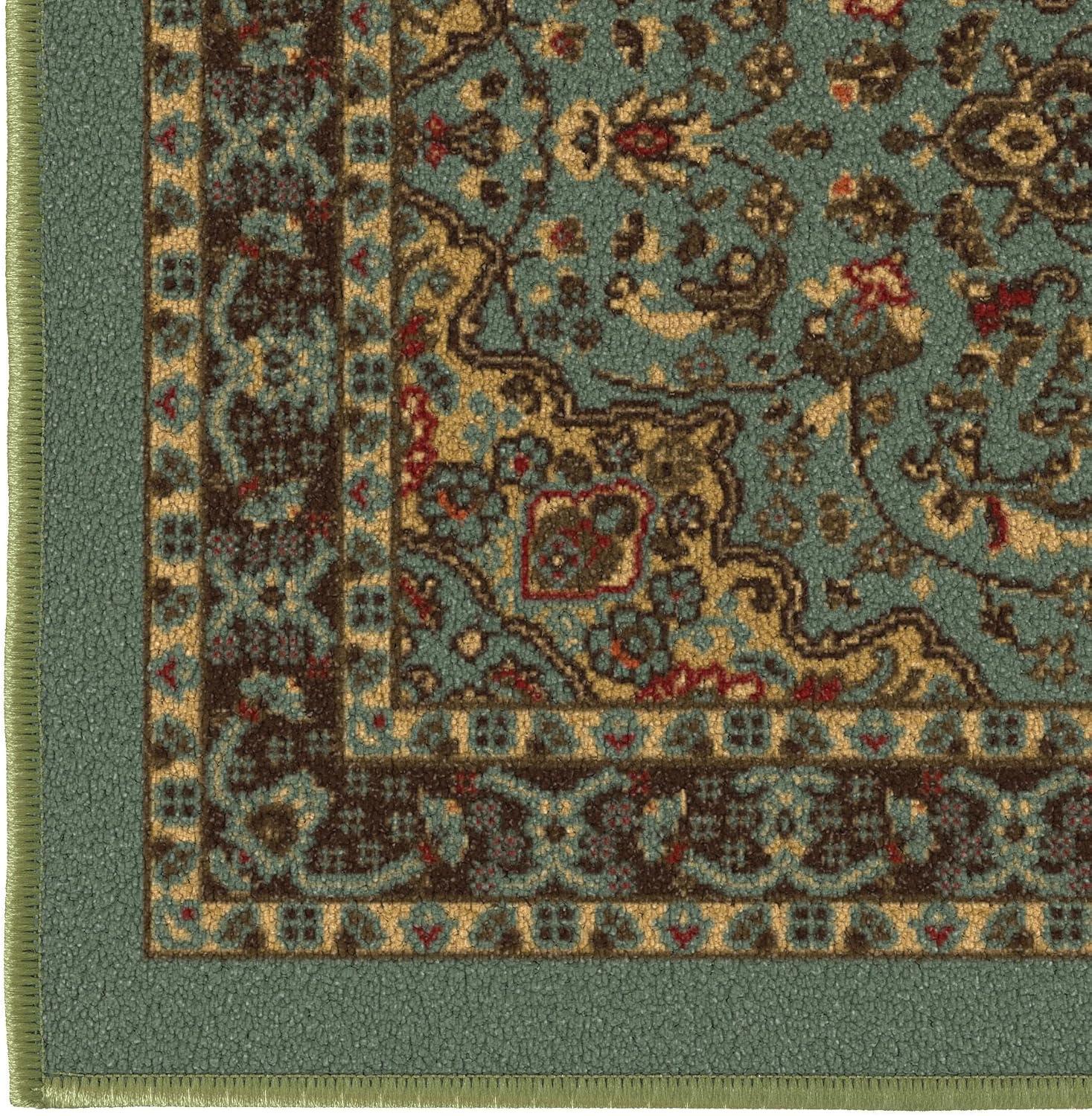 Ottomanson Machine Washable Non-Slip Rubberback Medallion Oriental 2x5 Indoor Runner Rug, 20" x 59", Seafoam Green