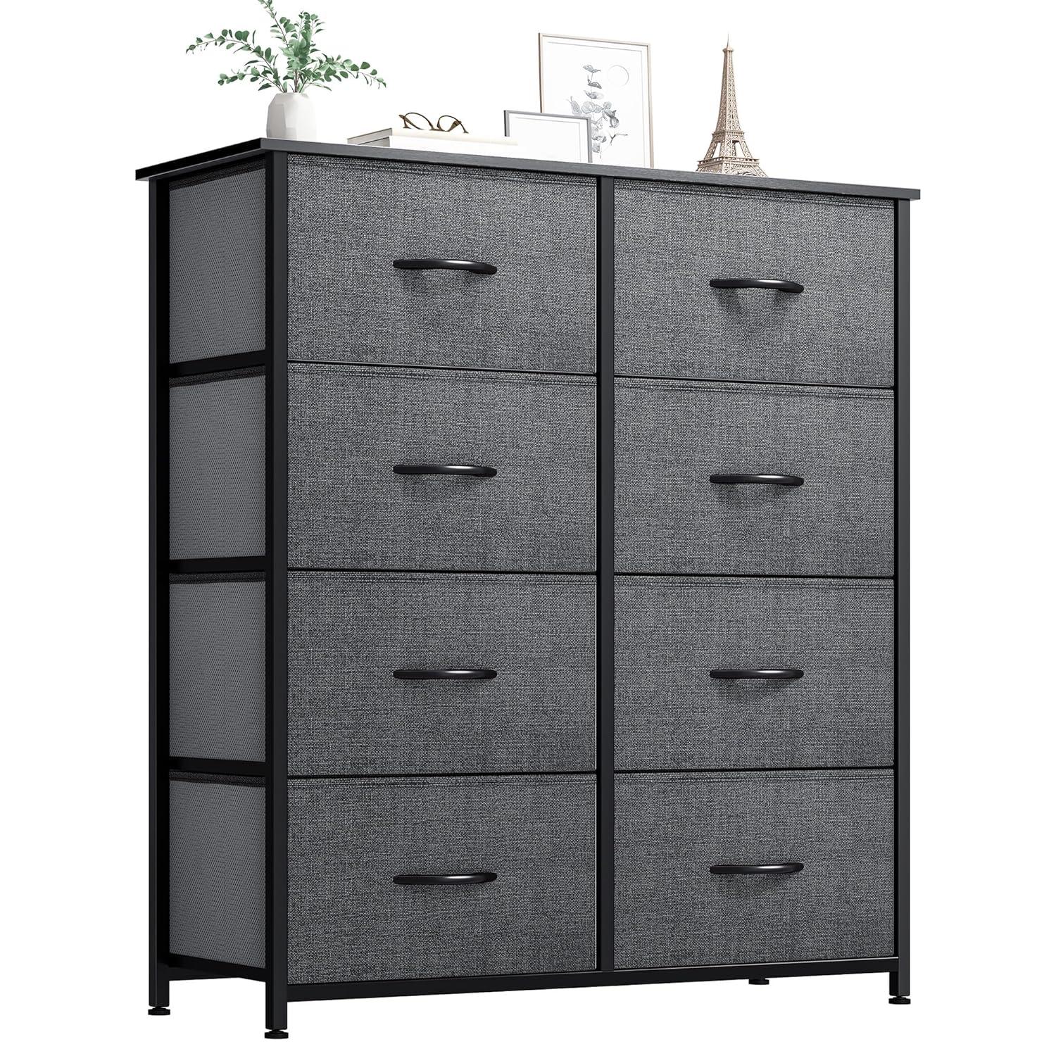 DWVO Dresser for Bedroom, Fabric Dresser with 8 Drawers, Tall Dresser, Chest of Drawers for Closet, Living Room