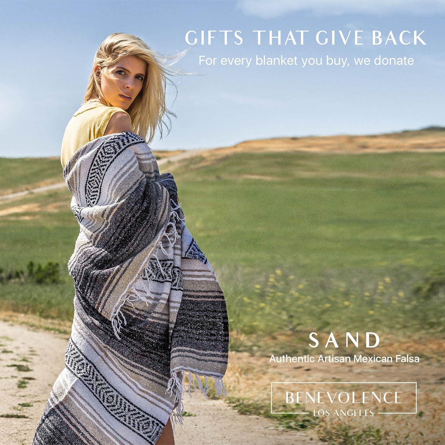 Benevolence LA Authentic Mexican Blanket (70 x 50 in) In Sand