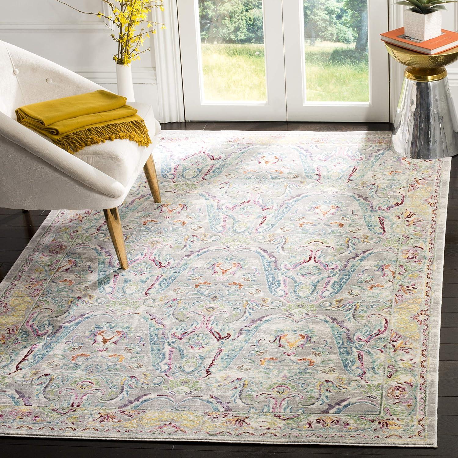 Mystique MYS925 Power Loomed Accent Rug Grey / Light Blue 3' X 5' - Safavieh.