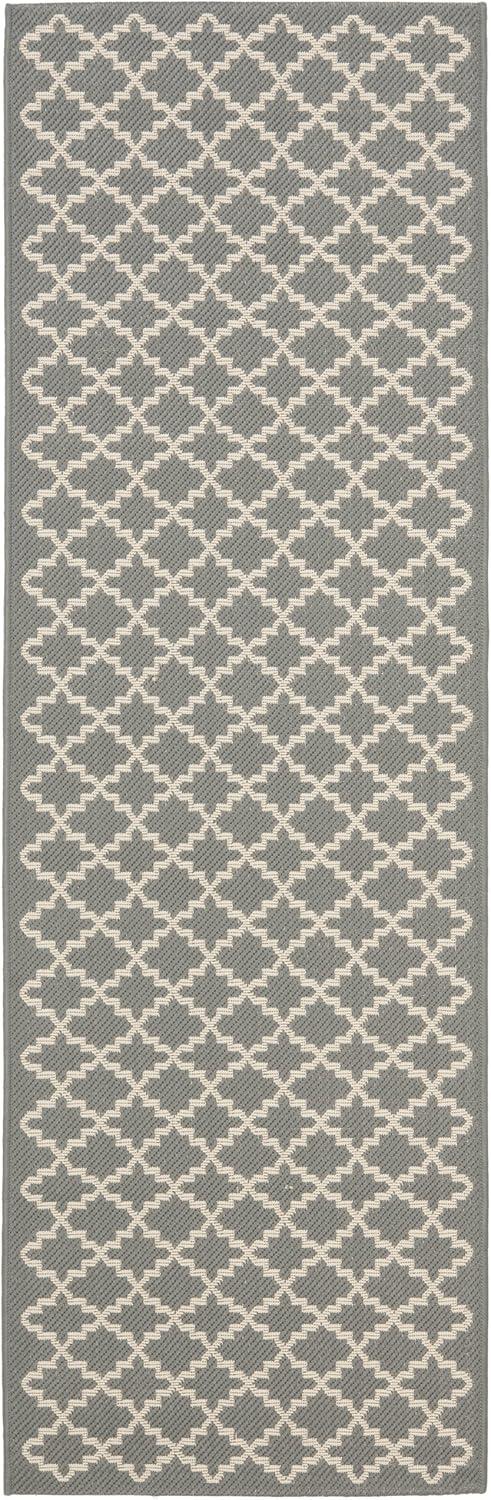 Courtyard CY6919 Power Loomed Indoor and Outdoor Runner Rug - Anthracite/Beige - 2'3"x22' - Safavieh