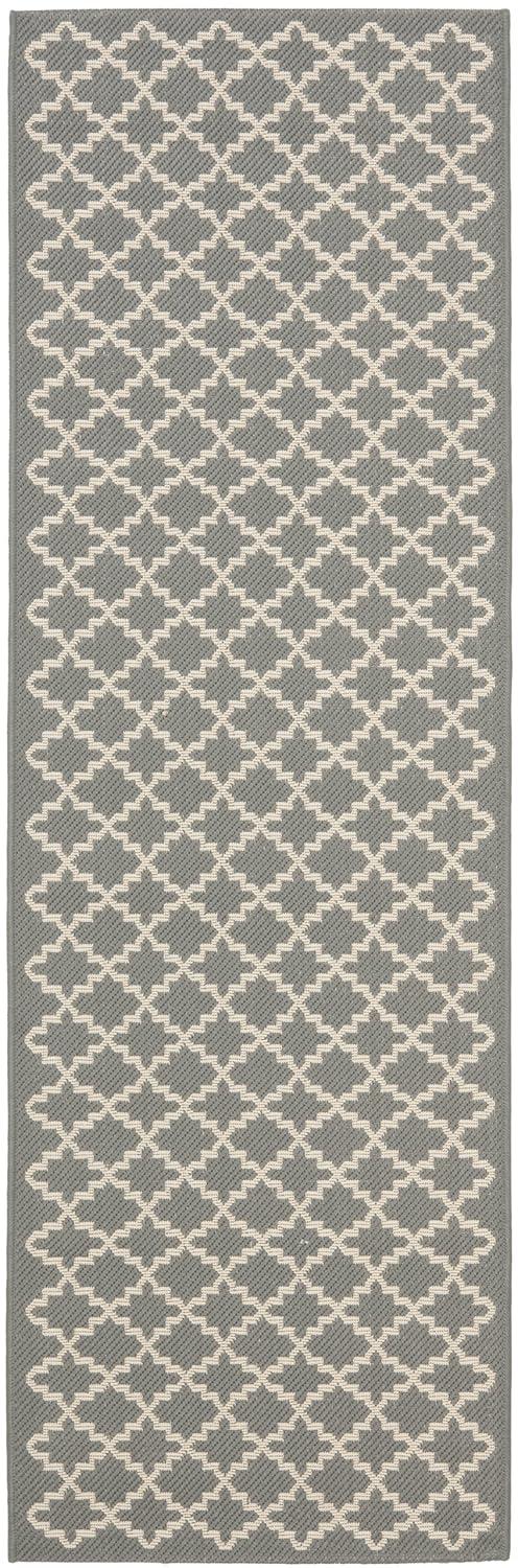 Courtyard CY6919 Power Loomed Indoor and Outdoor Runner Rug - Anthracite/Beige - 2'3"x22' - Safavieh