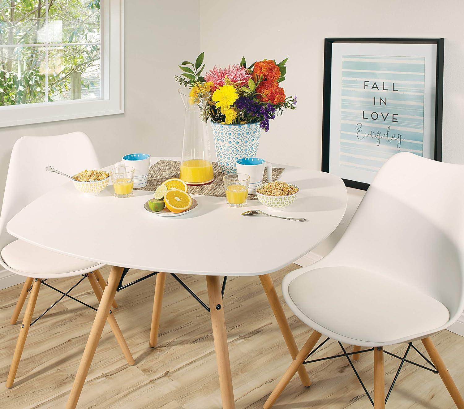 Allen Round White and Natural Wood Dining Table