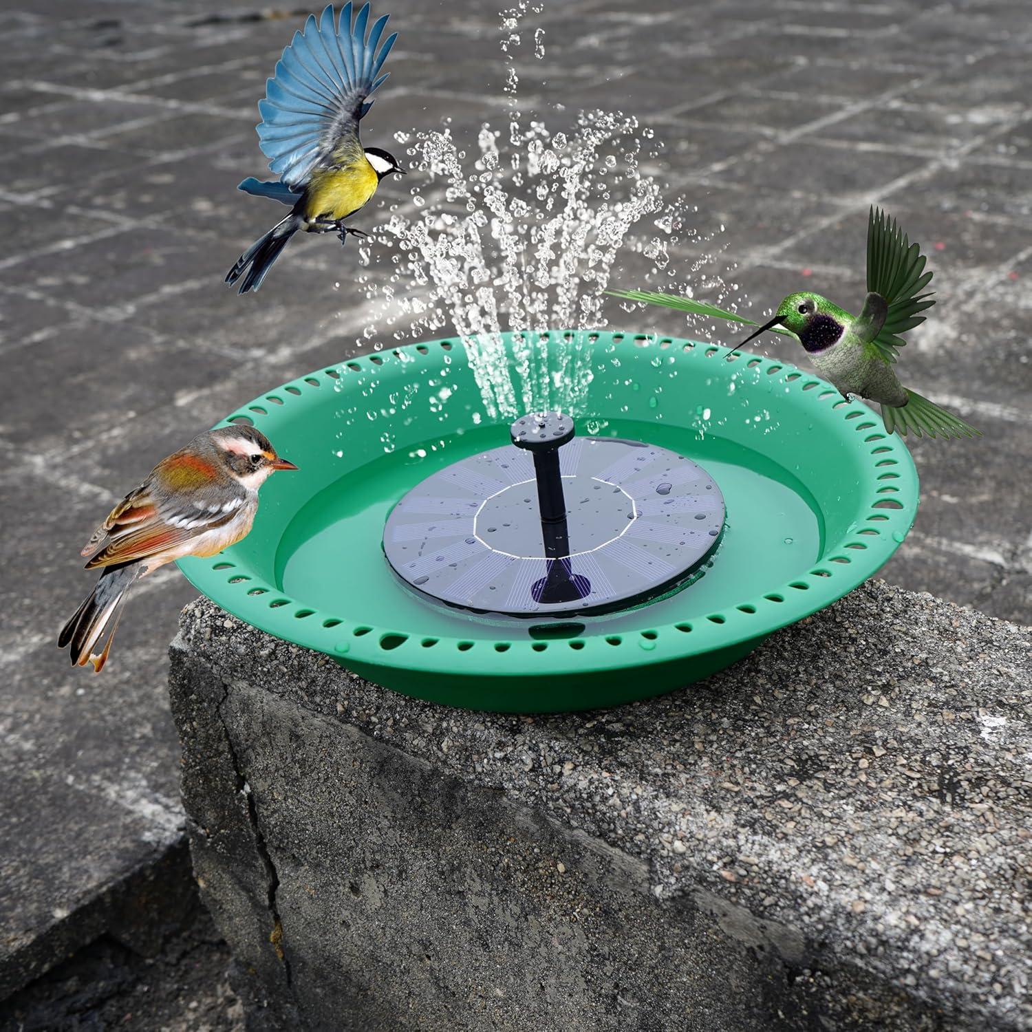Bird Baths for Outdoors Heavy Duty, 16 inch BirdBath Bowl Only with 25” Rust-Proof Black Chains, Hanging Bird Bath Hanging Bird-Feeder for Garden Backyard Decor (Green 1 Pack)