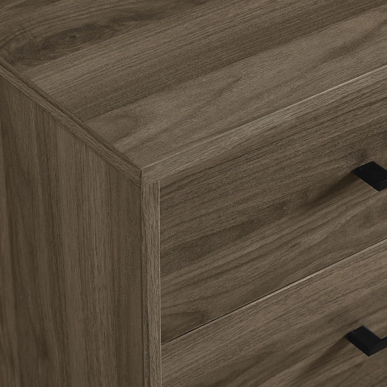 Walker Edison Mid Century Modern Two-Drawer Nightstand, Black