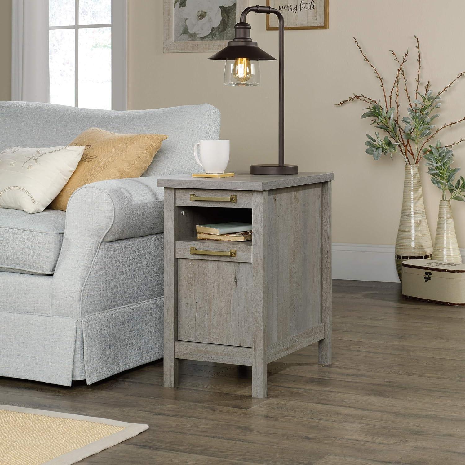 Mystic Oak Vintage-Inspired Side Table with Storage