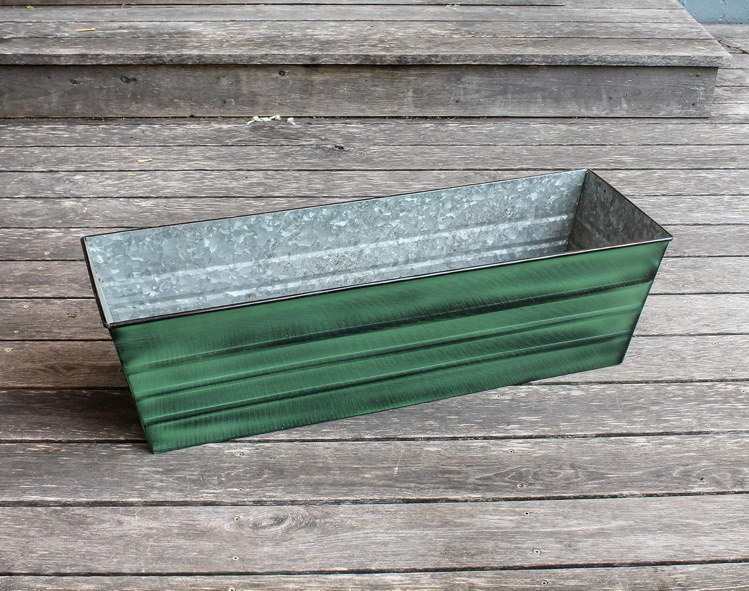 Large Green Galvanized Steel Flower Box Planter