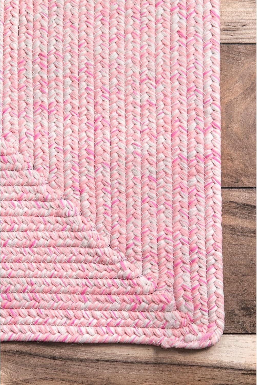 Handmade Pink Braided 25" Reversible Indoor-Outdoor Rug