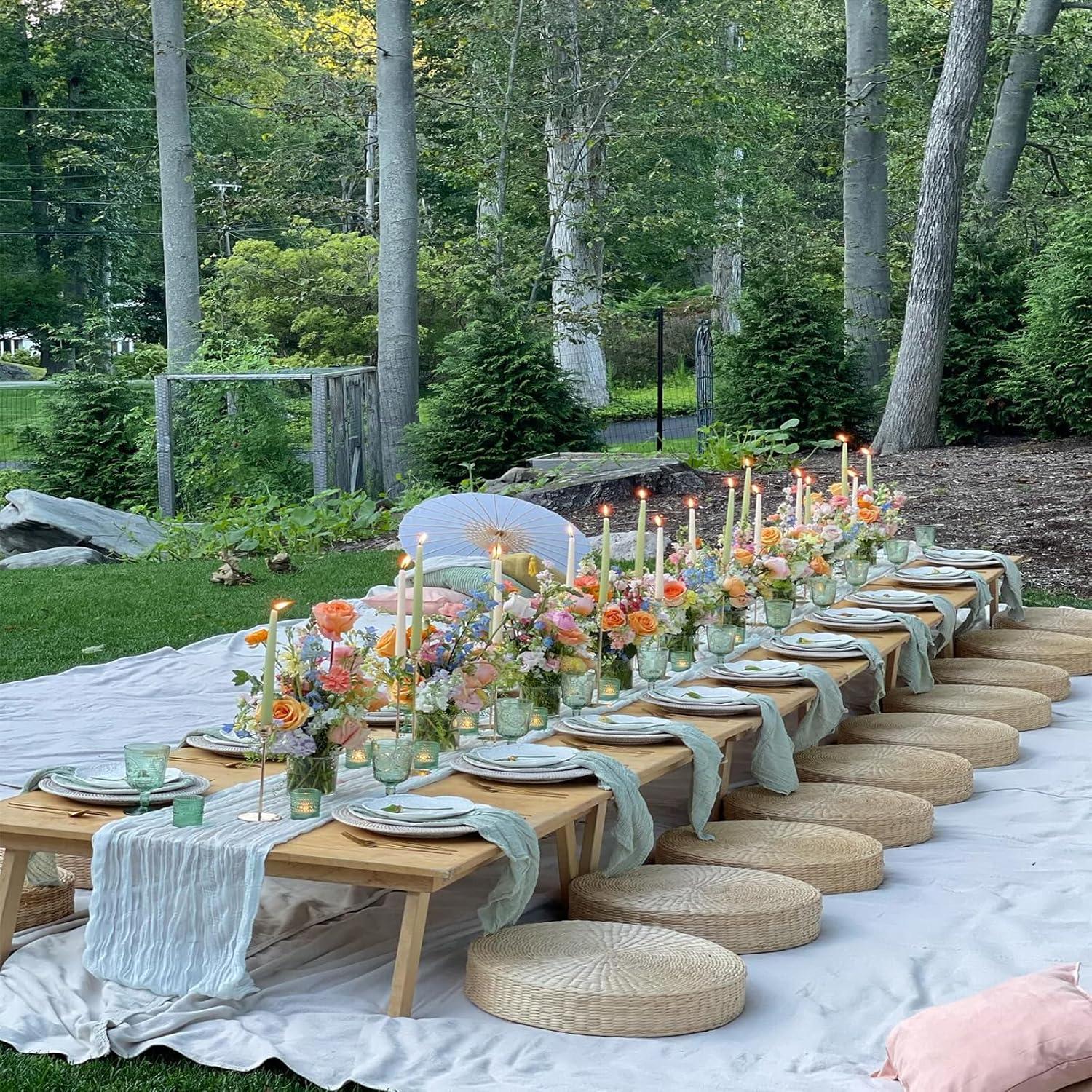 Mint Green Cheesecloth Table Runner 6 Pack 35" Boho Gauze Runner 120 inches Long Tablecloth Runner Rustic Sheer Fabric Bulk for Baby Shower Wedding Bridal Birthday Party Table Decorations