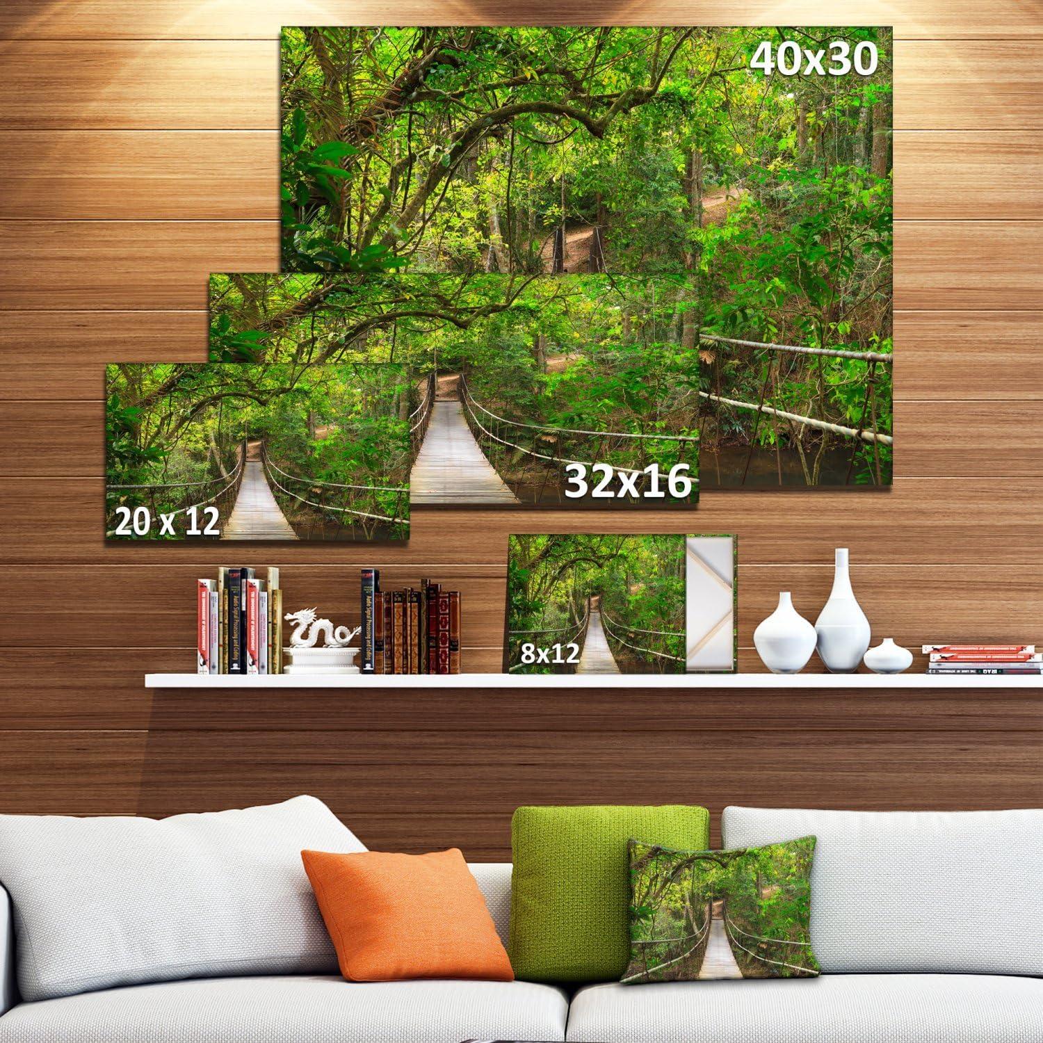 Designart 'Bridge to Jungle Thailand ' Landscape Photo Canvas Art Print