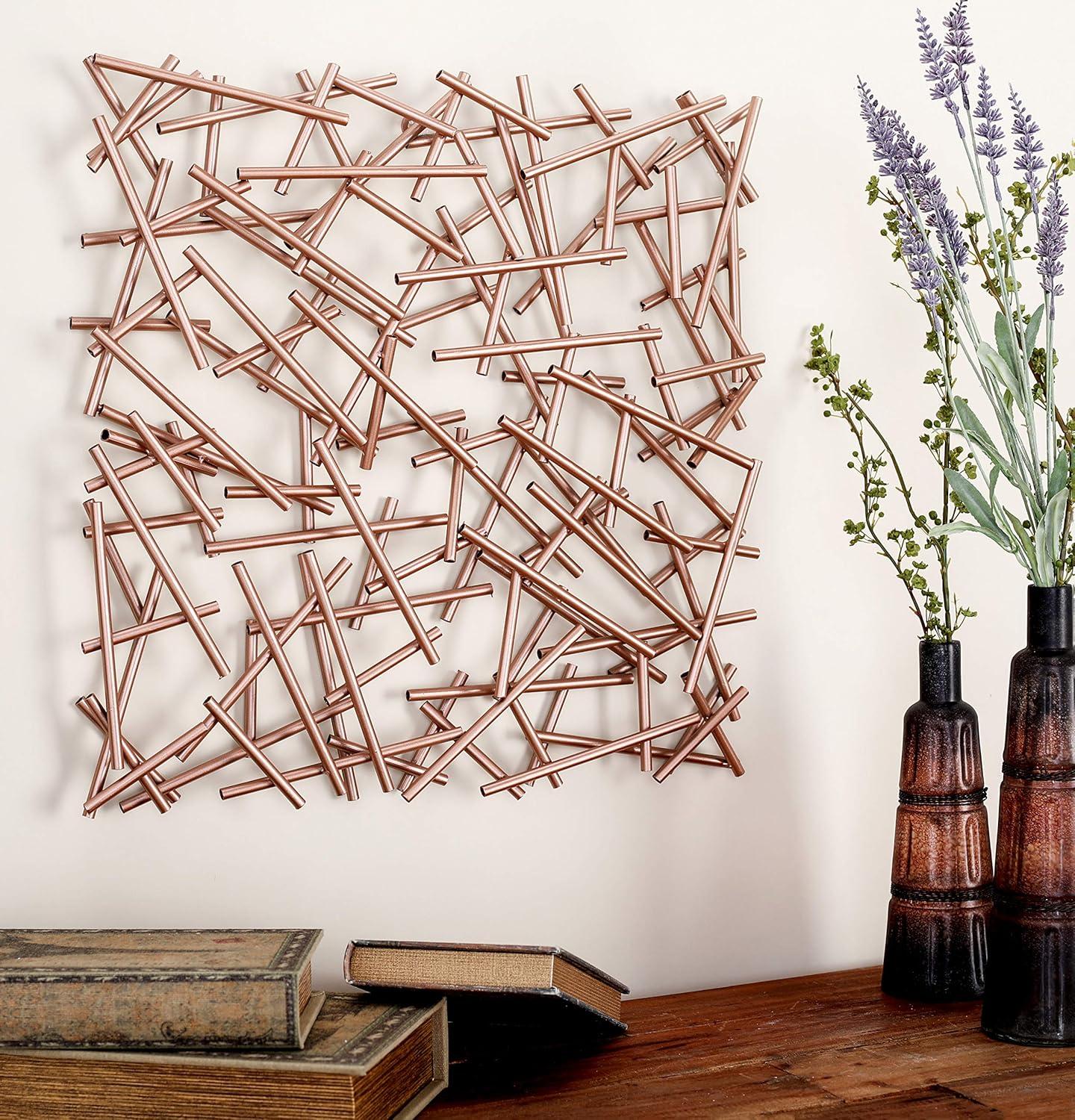 Copper and Silver Abstract Metal Wall Decor, 20" x 20"