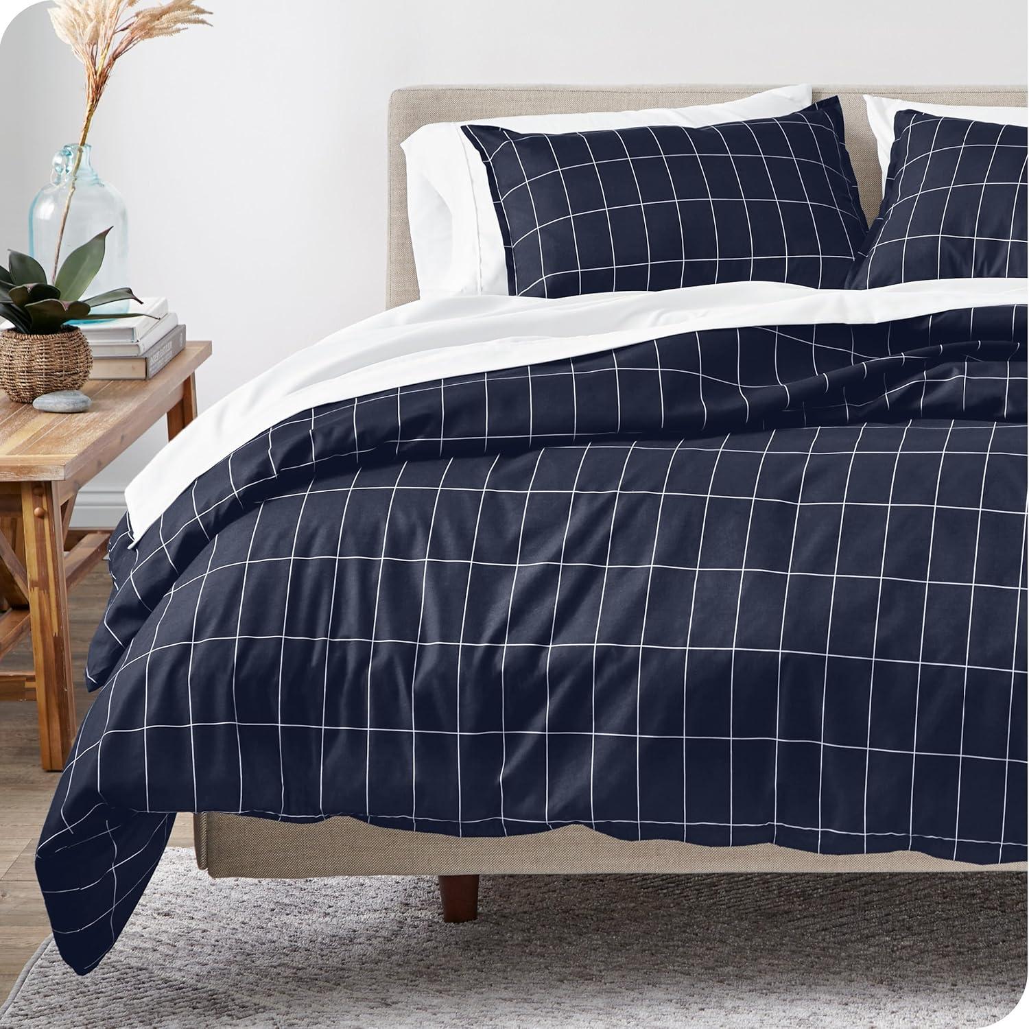 Bare Home Grid Modern & Contemporary Duvet Cover Set