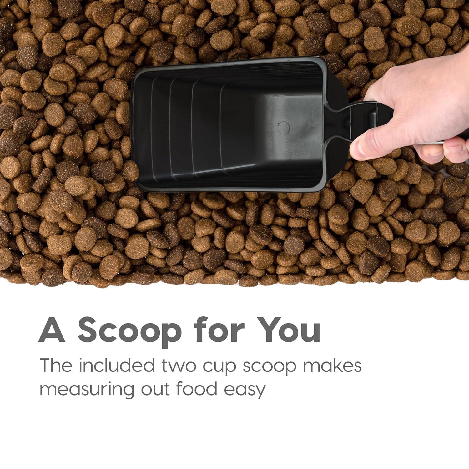 IRIS USA 30 lbs & 11 lbs Combo Airtight Dog Food Storage Container, Stackable Treat Box, 2-Cup Scoop, Casters, Keep Fresh, Easy Mobility, Black