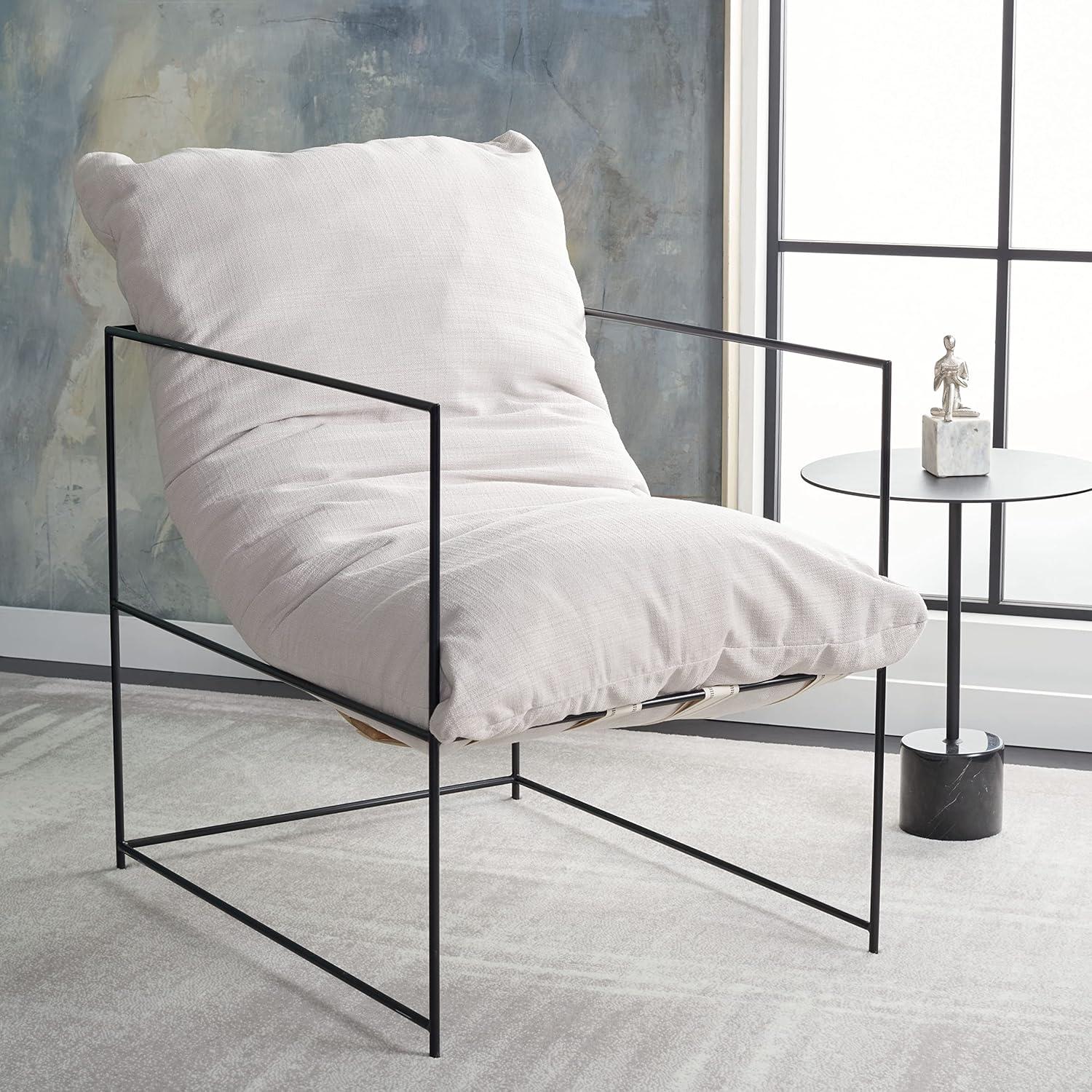 Portland Pillow Top Accent Chair - ACH4511 - Ivory/Black - Safavieh