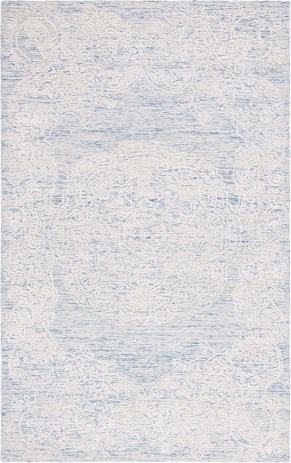 Charlton Home® Batha Hand Tufted Wool/Bamboo Silk/Cotton with Cotton Backing Rug in Blue/Ivory