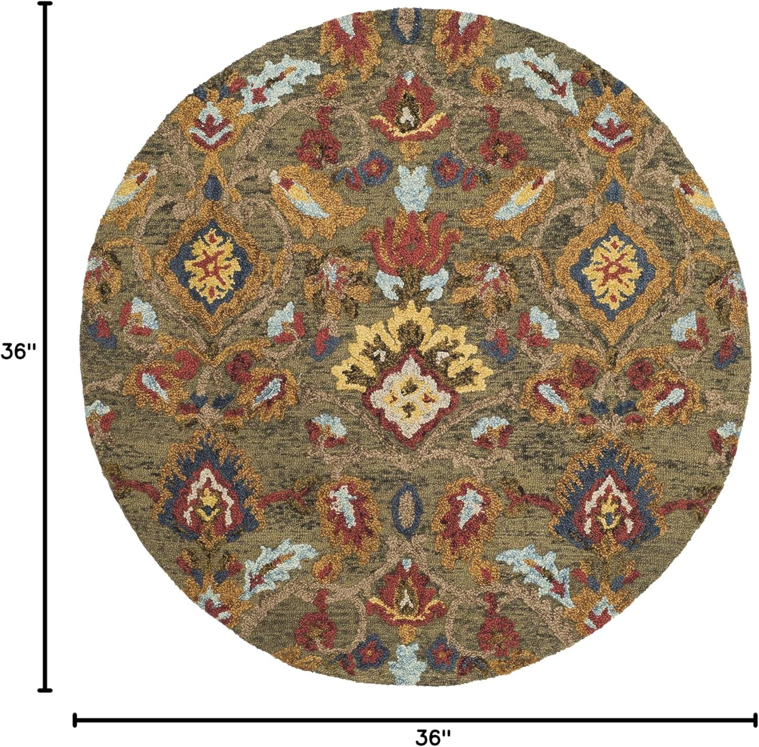 Blossom BLM402 Hand Tufted Area Rug - Navy/Multi - 3' round - Safavieh.