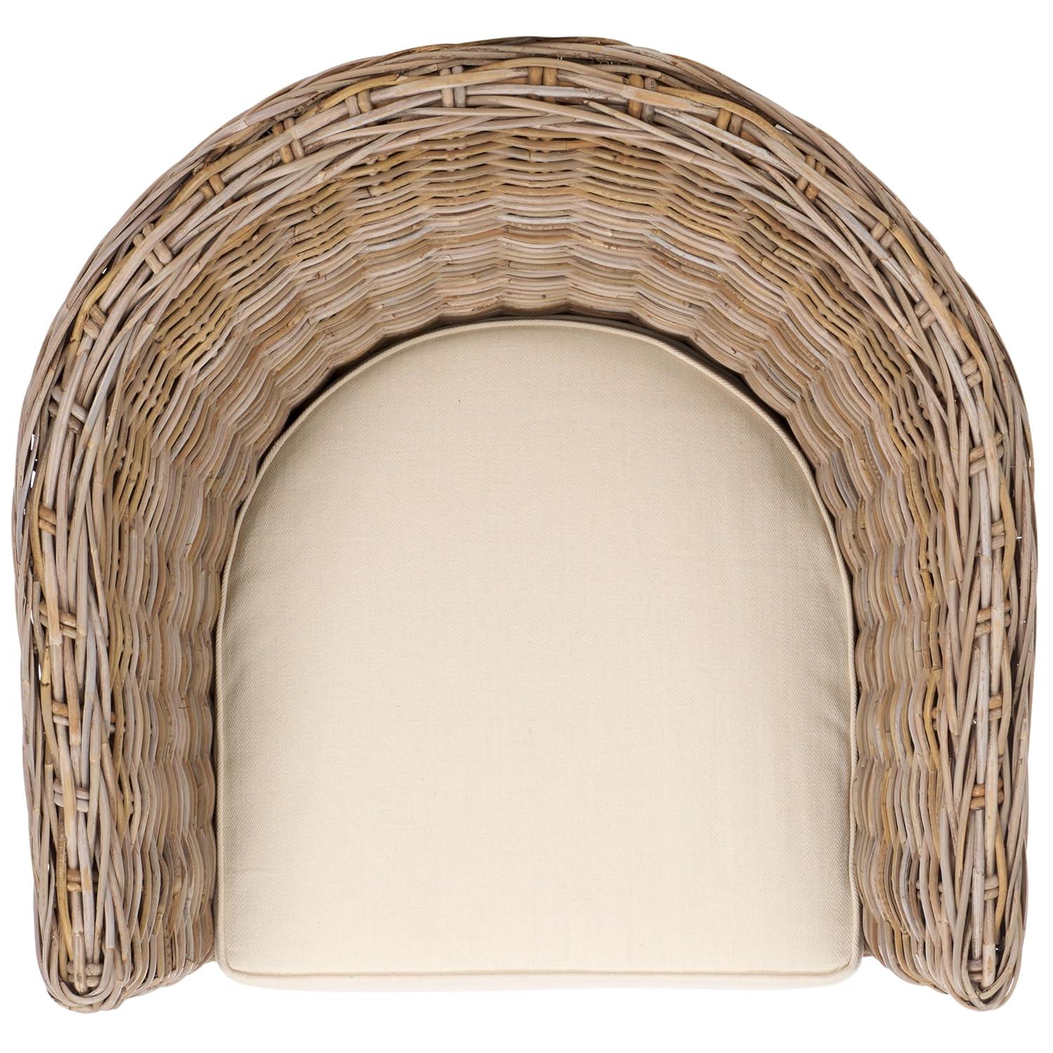 Omni Barrel Chair - FOX6501 - White/Natural Unfinished - Safavieh