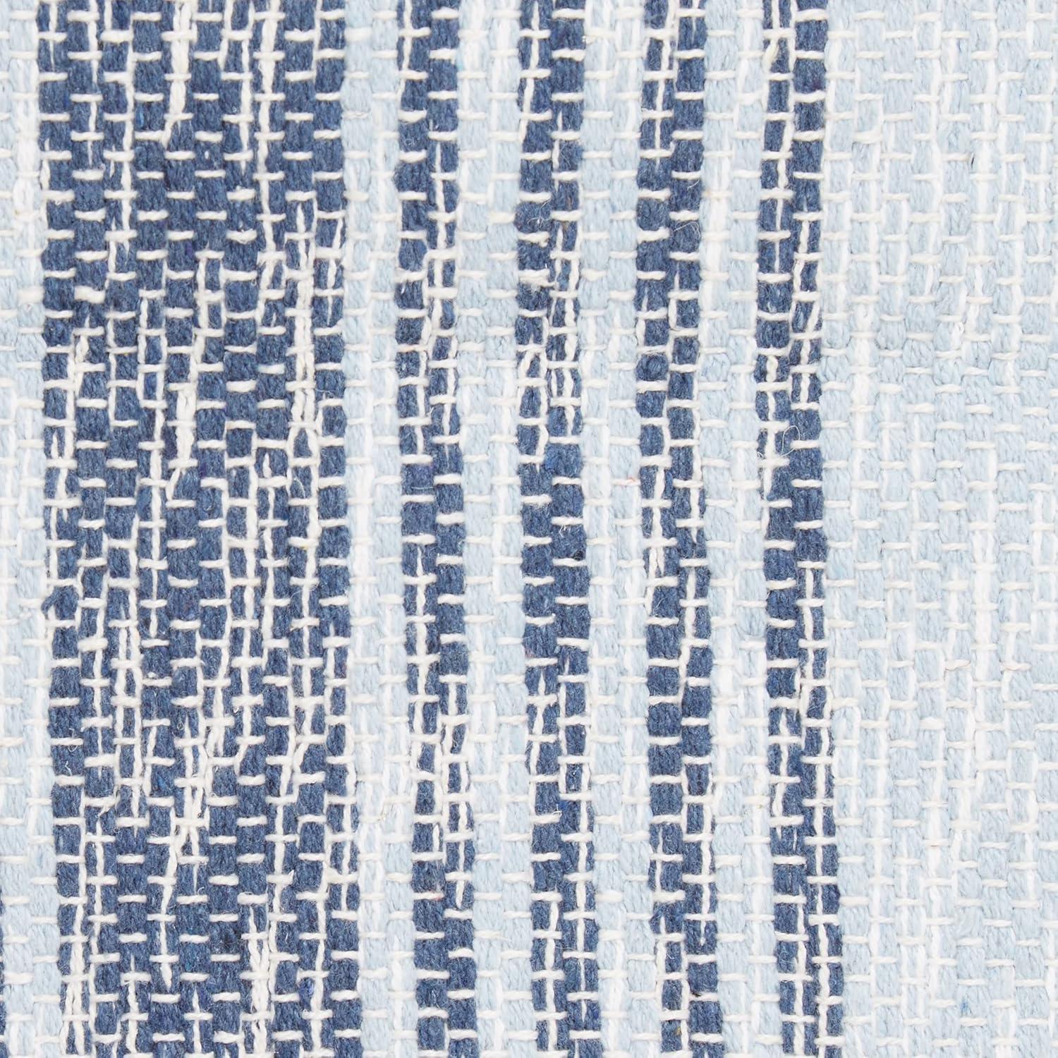 Variegated Stonewash Blue Stripe Handwoven Recycled Yarn Rug 2x3 Ft