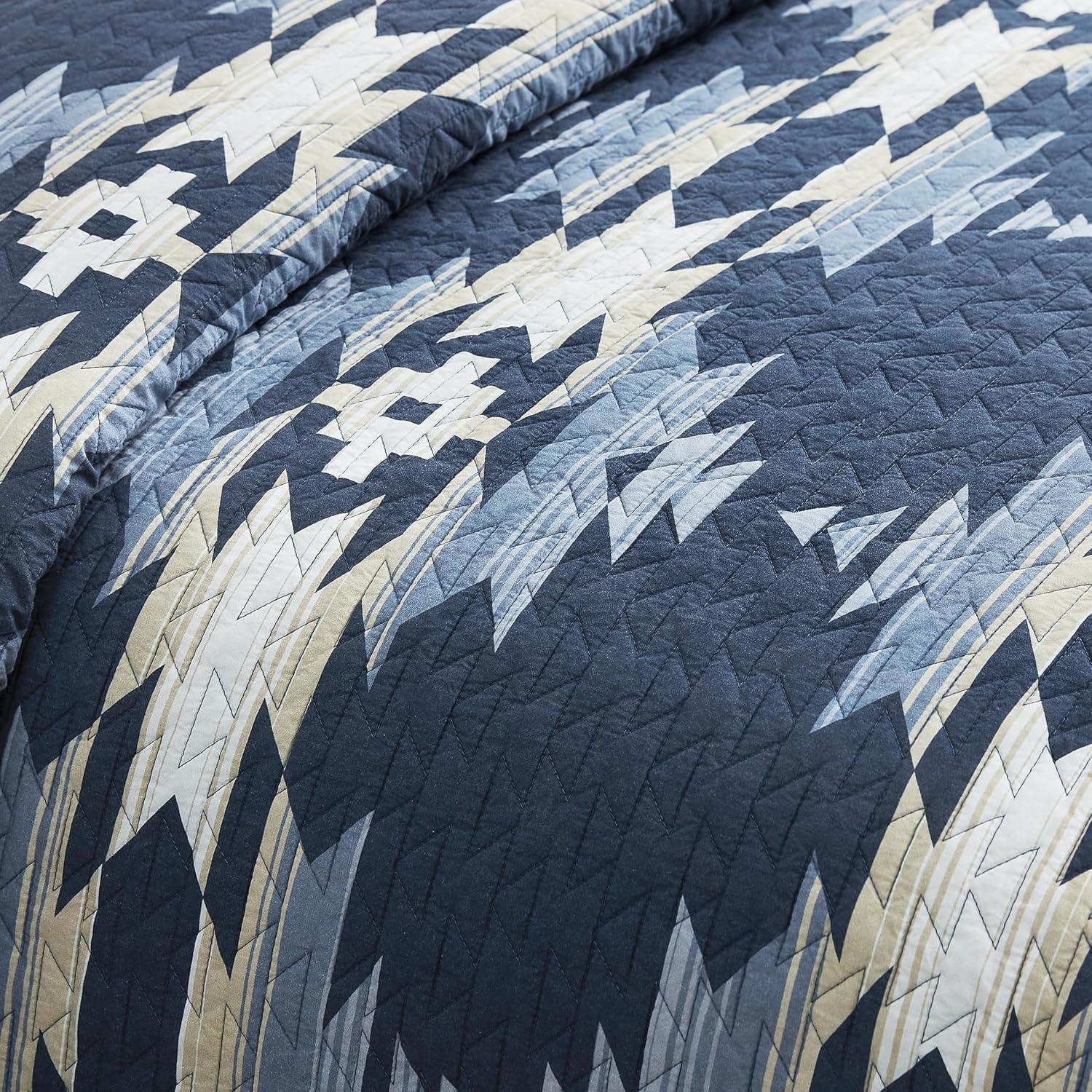 Navy Cotton King Quilt Set with Pillow Shams