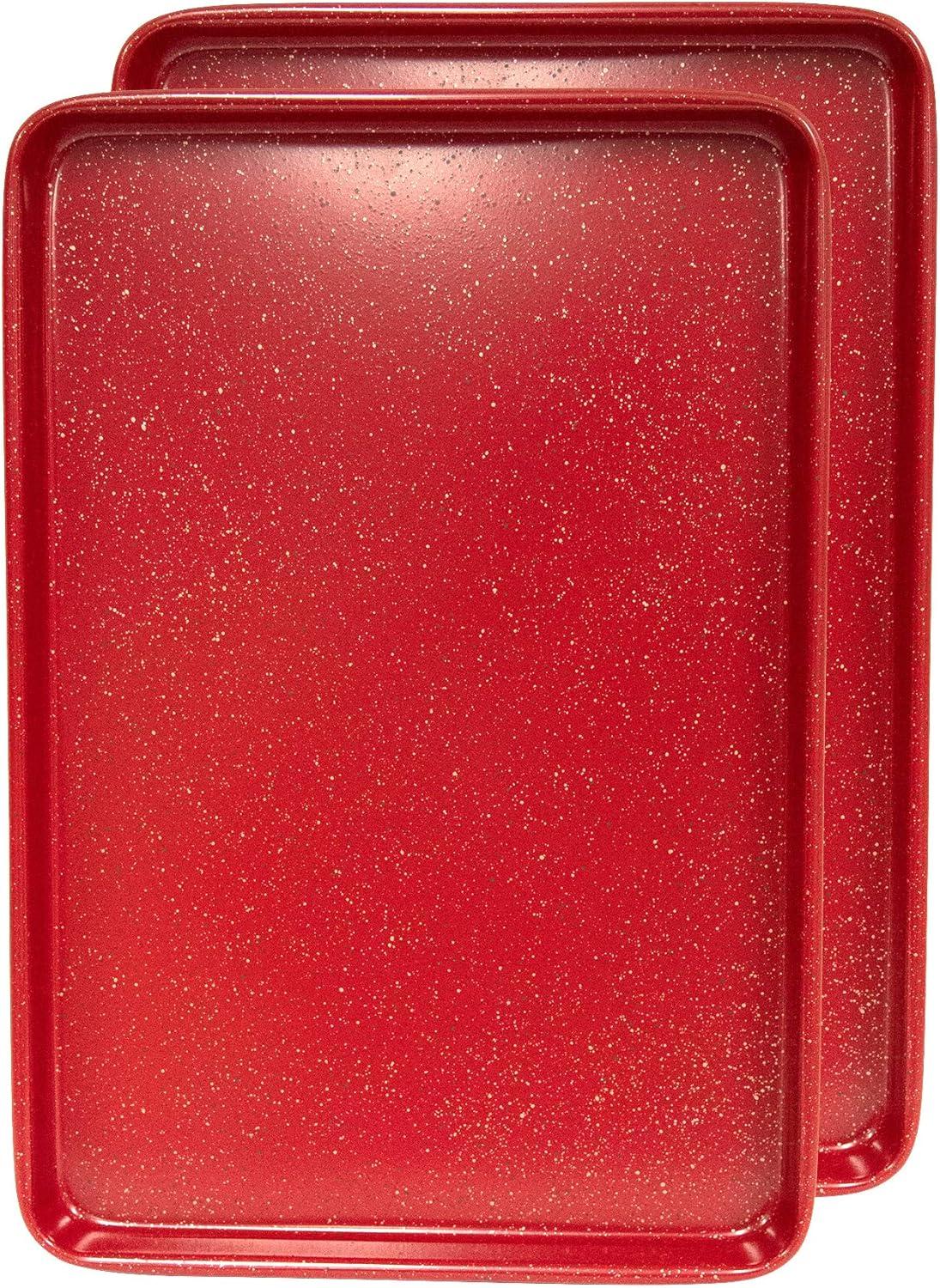 Red Granite Non-Stick Carbon Steel Cookie Sheet Set