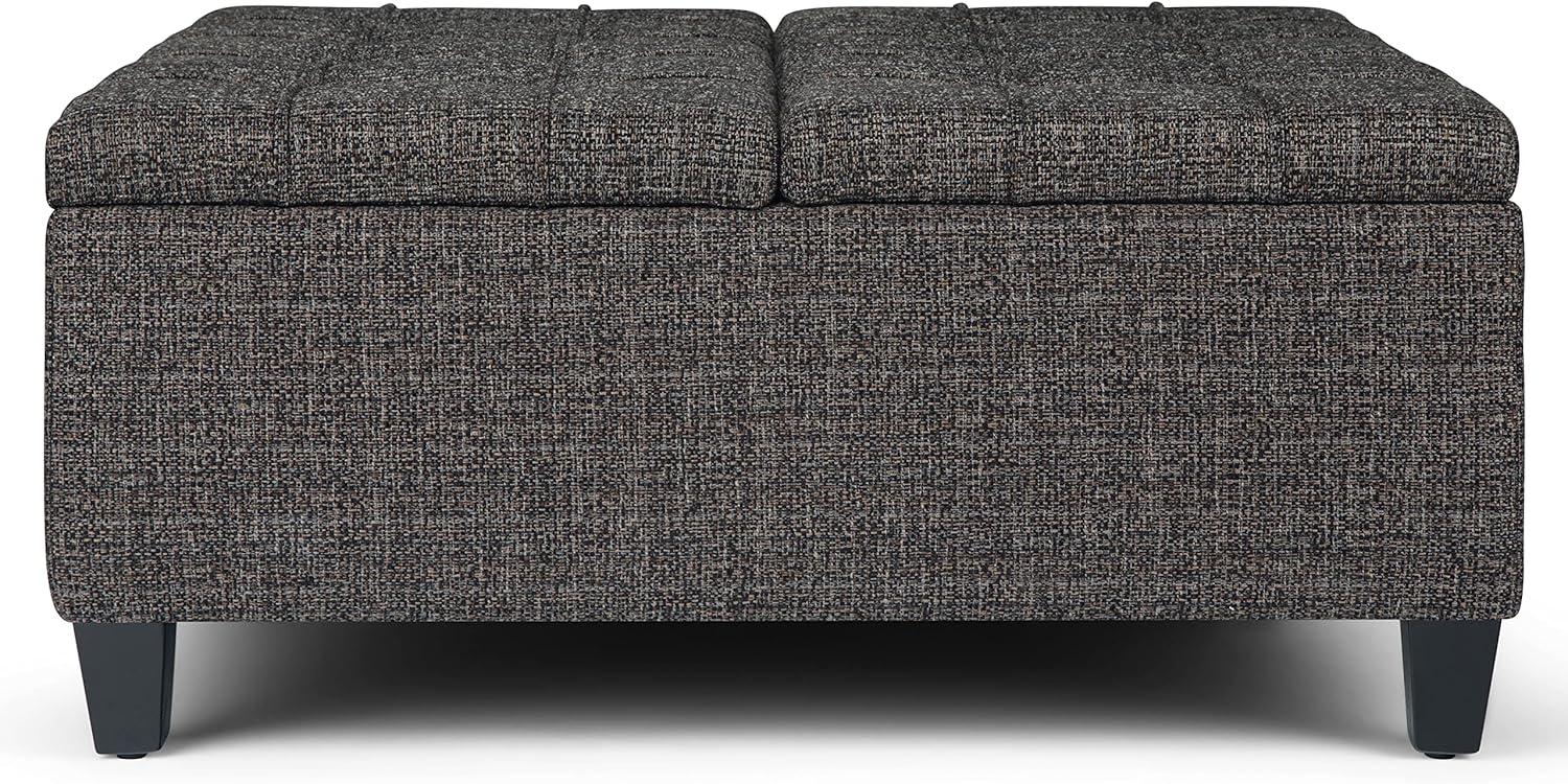 Harrison 36 in. W Coffee Table Storage Ottoman in Ebony Gray Tweed Look Fabric