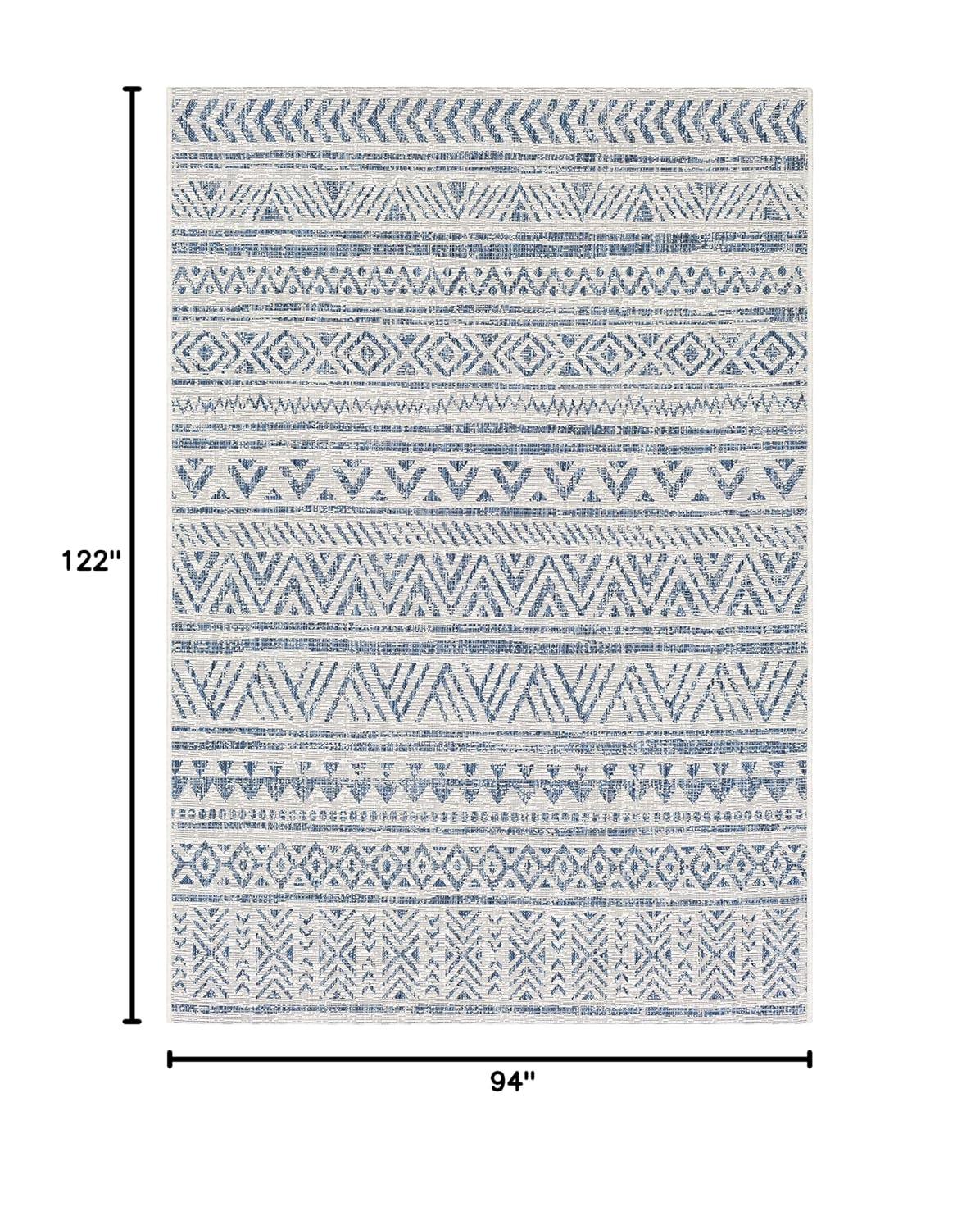 Livabliss Eagean Global Indoor/Outdoor Area Rug,7'10" x 10'2",Denim/Cream