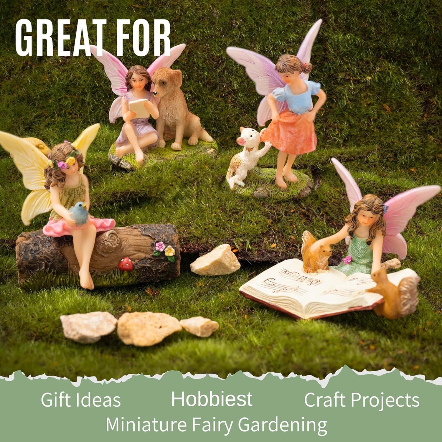 PRETMANNS Fairy Garden Accessories with Garden Fairy Figurines - Adorable Fairies for Fairy Gardens, Cute Fairy Garden Miniatures with a Fairy Furniture Kit C21