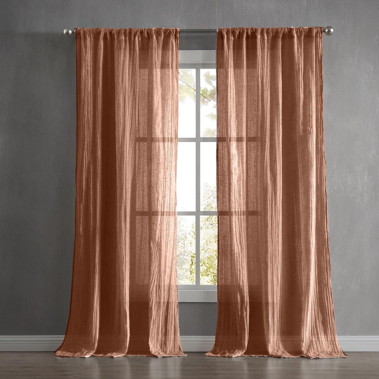 Solid Semi-Sheer Curtain Panels (Set of 2)