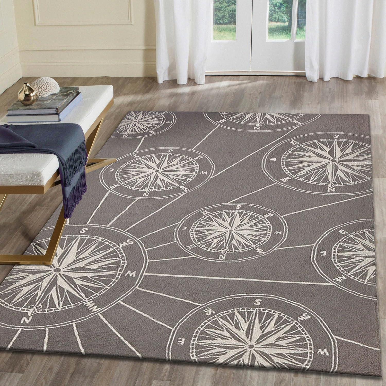 Navy Hand-Tufted Synthetic Rectangular 5' x 7' Outdoor Rug