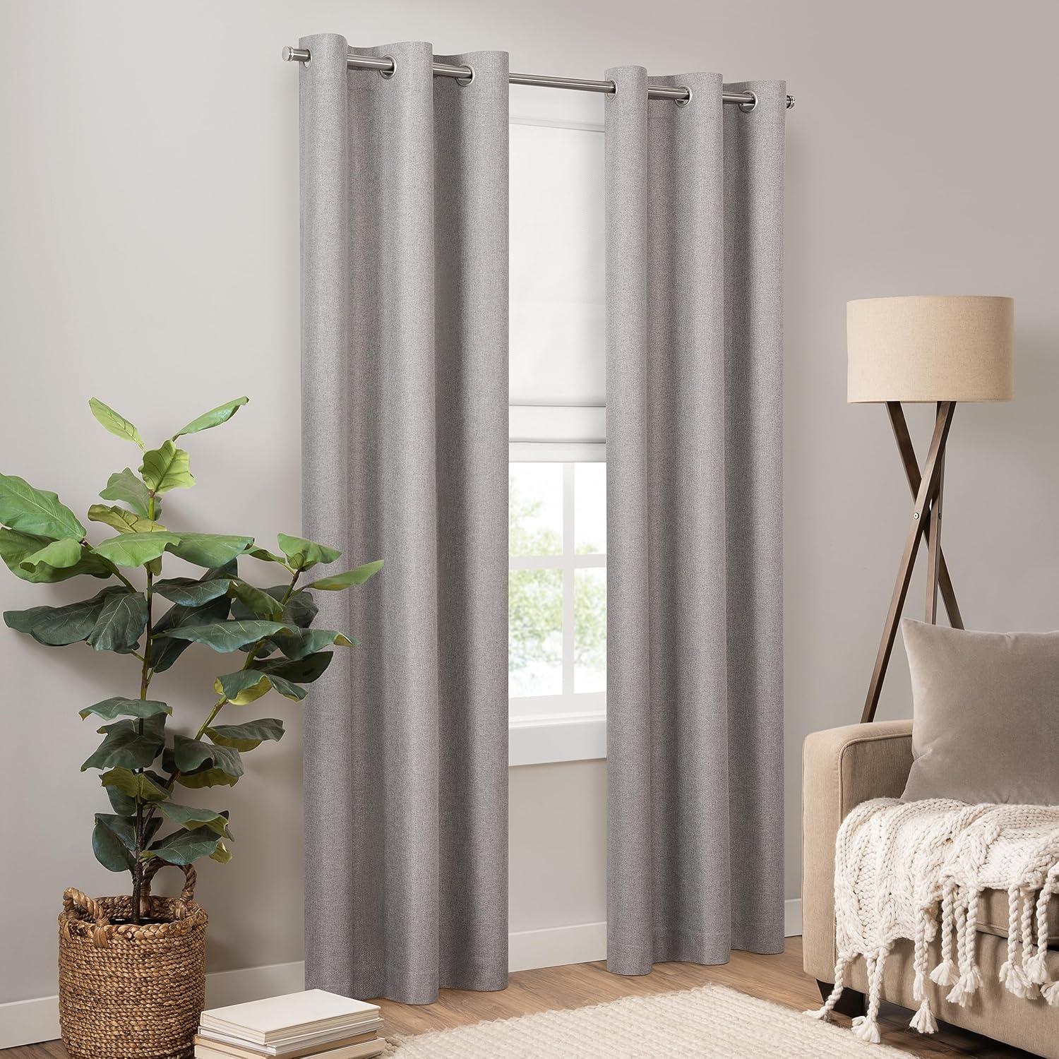 Eclipse Lane Cordless Roman Shades for Windows, Room Darkening, 33 in Wide x 64 in Long, Noise Reducing and Energy Efficient Window Treatments for Living Room, Bedroom or Office, Grey