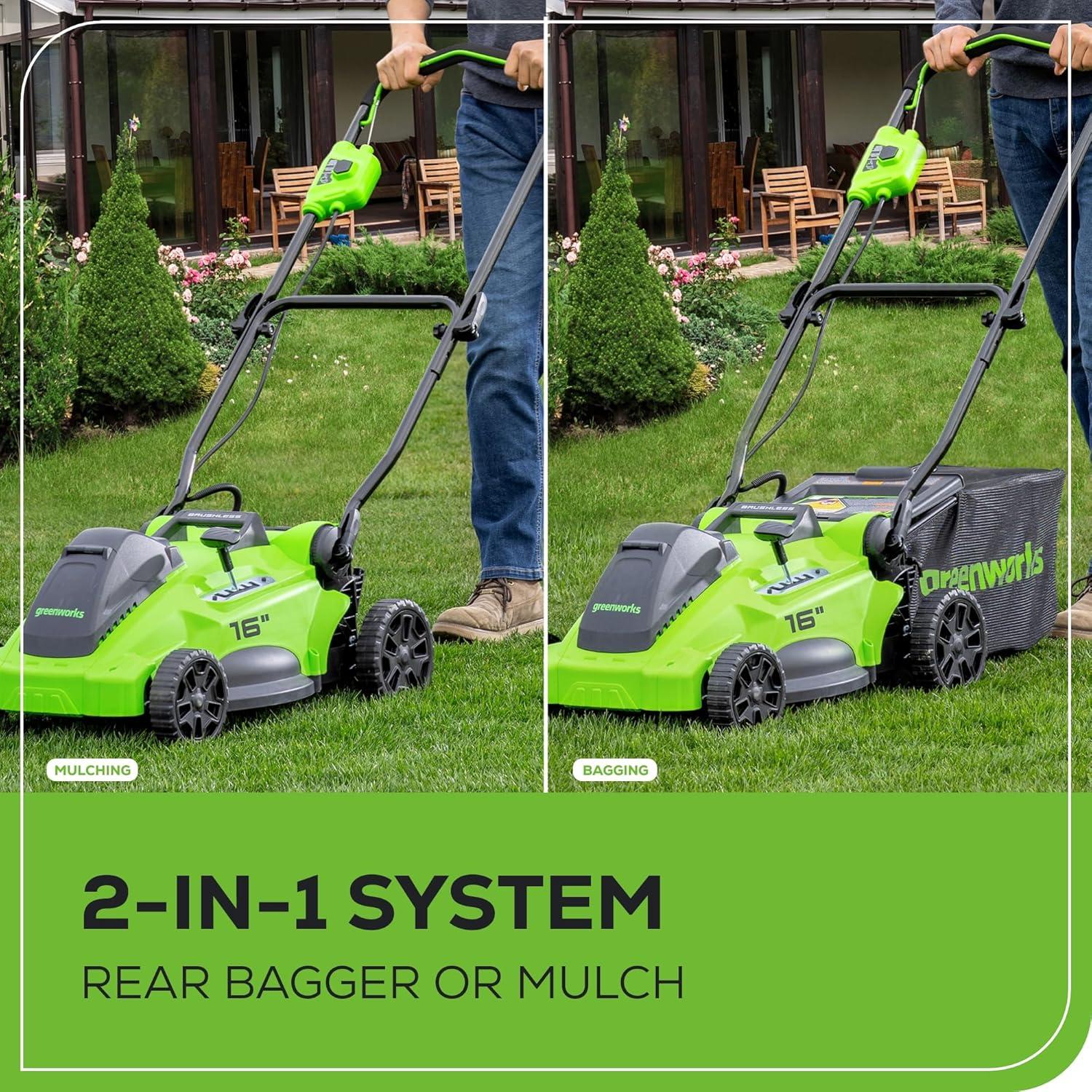 Green 16-Inch Cordless Walk-Behind Rotary Lawn Mower