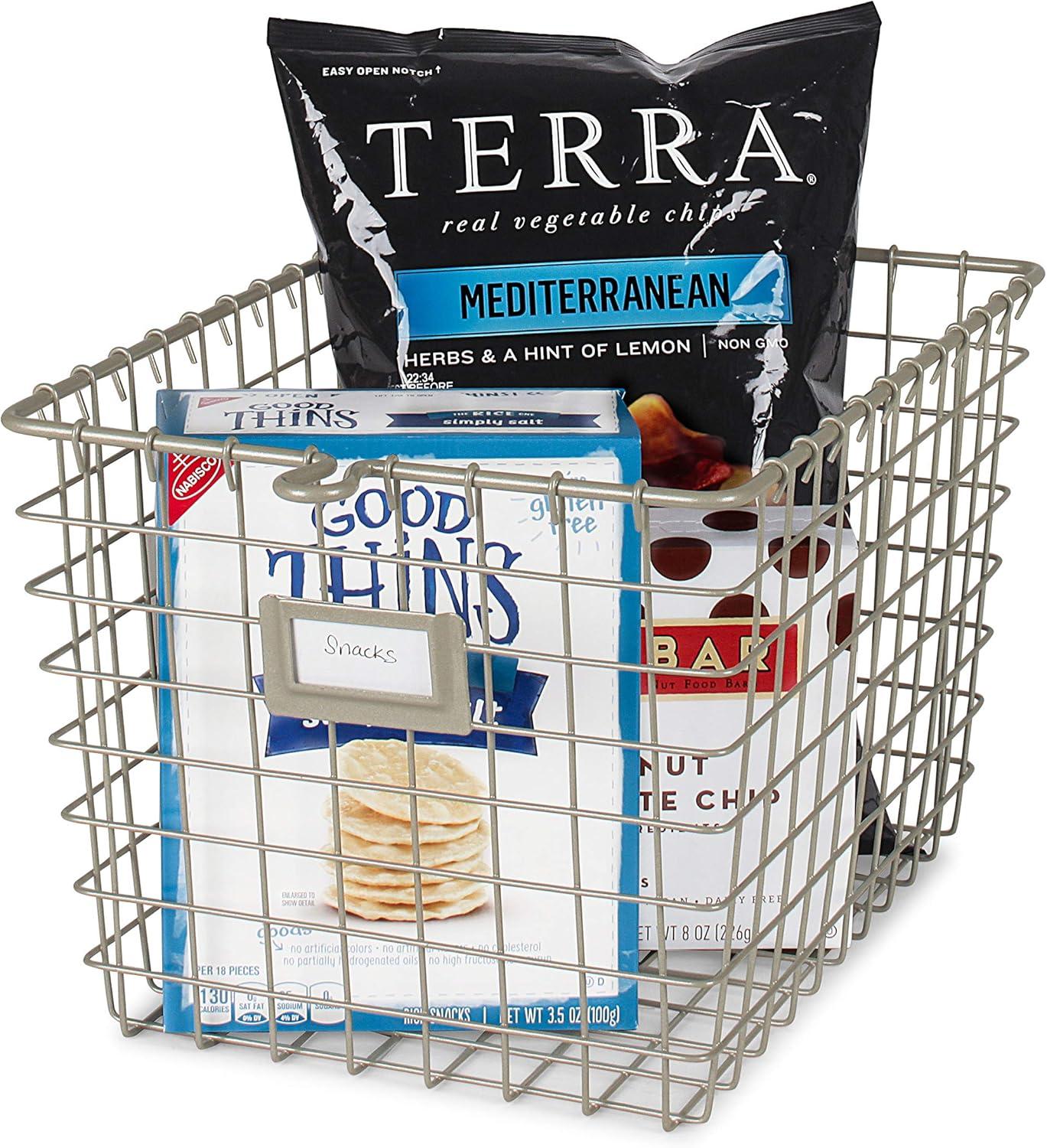 Spectrum Diversified Small Storage Basket Light Silver: Metal Locker Storage & Portable Utility Organizer
