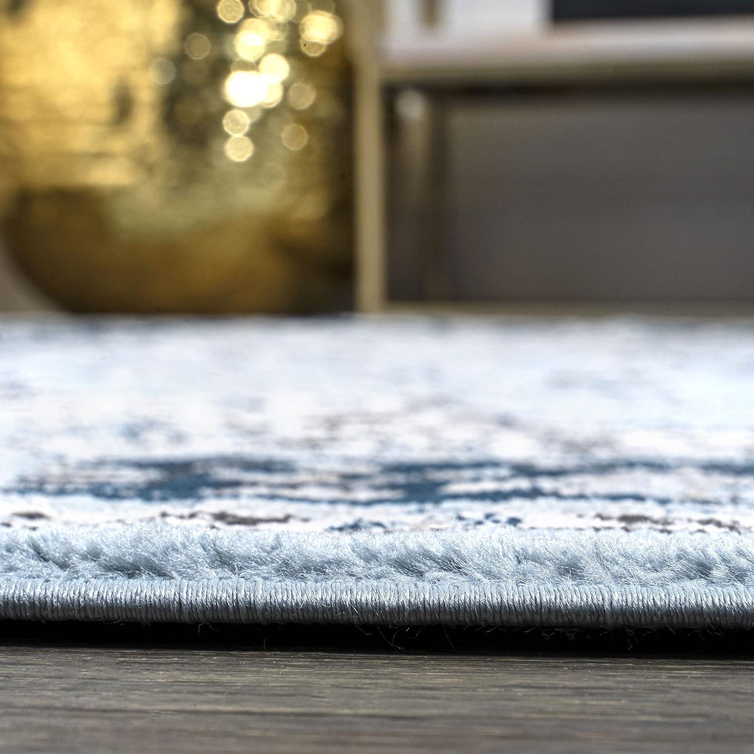 8'x 10' Palmette Modern Persian Floral Area Rug, Blue/Navy - JONATHAN Y