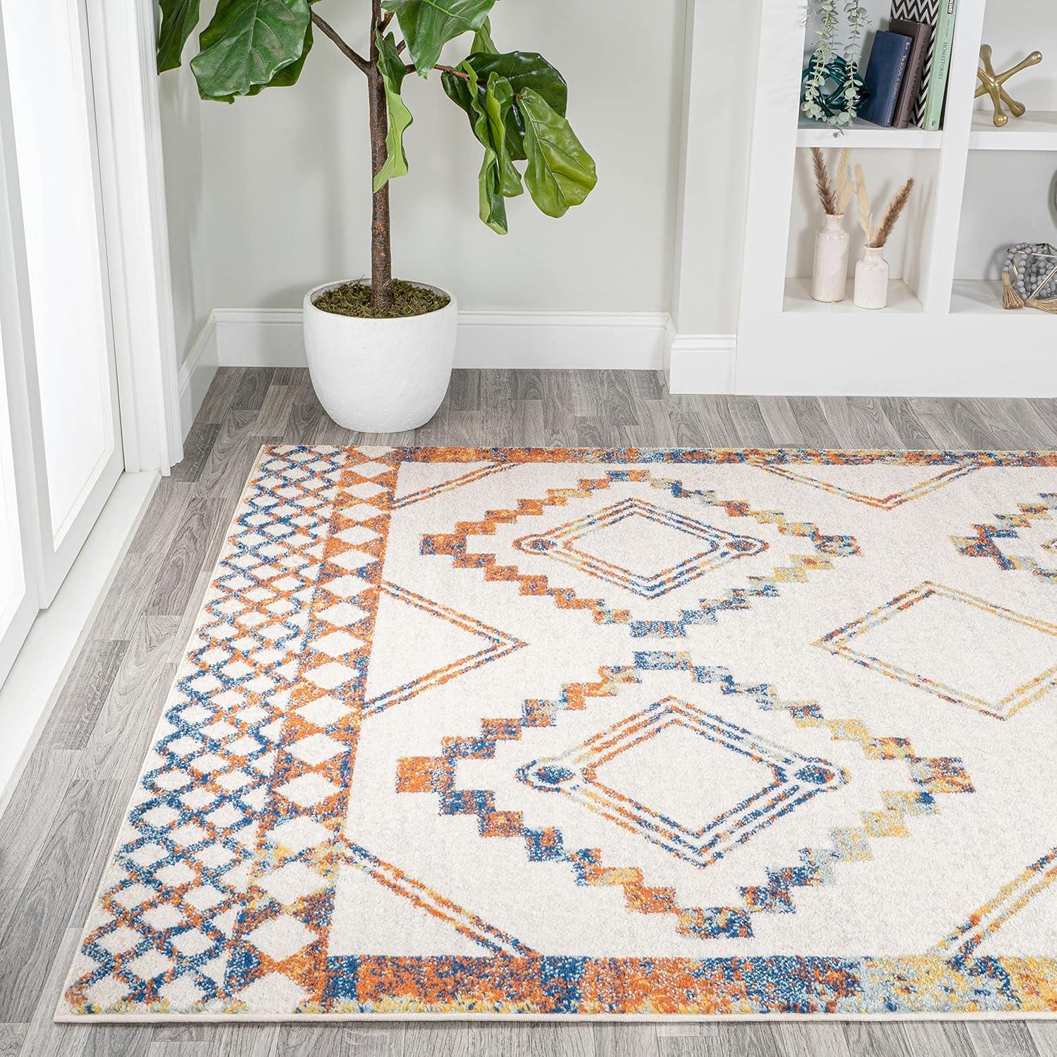 JONATHAN Y Amir Moroccan Beni Souk Ivory/Blue/Orange 5 ft. x 8 ft. Area Rug