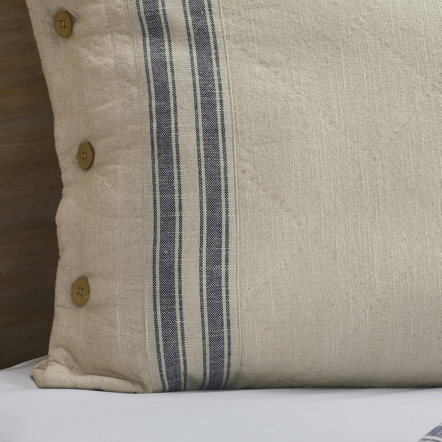 Piper Classics Market Place Blue Ticking Stripe Standard Size Pillow Sham