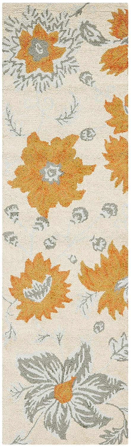 SAFAVIEH Blossom Rana Floral Flowers Wool Runner Rug, Ivory/Multi, 2'3" x 8'