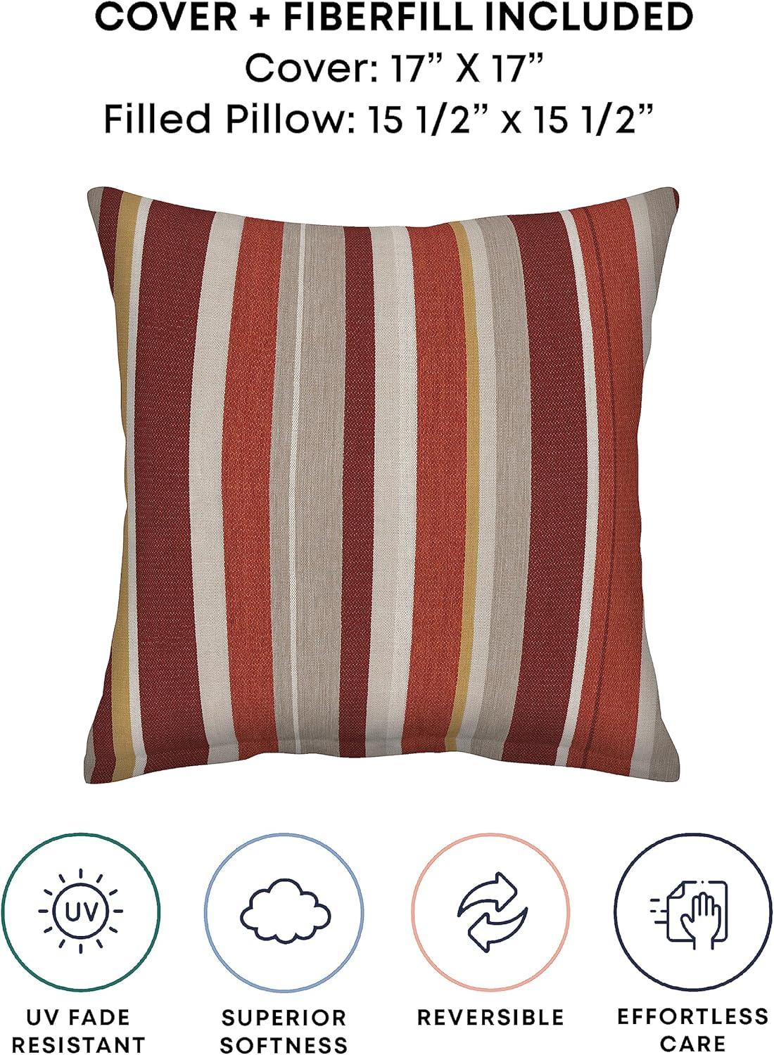 Striped Olefin Indoor/Outdoor Reversible Throw Pillow