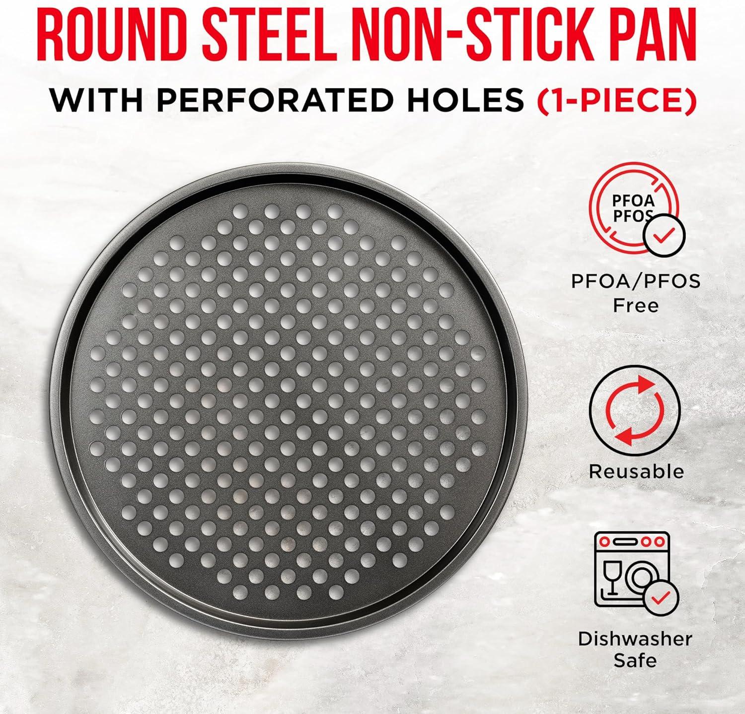 13-Inch Non-Stick Perforated Carbon Steel Pizza Pan