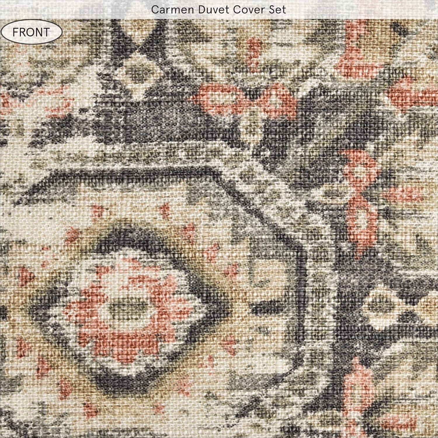 HiEnd Accents Carmen Taupe Linen Medallion Pattern Classic Modern Rustic Comforter Set