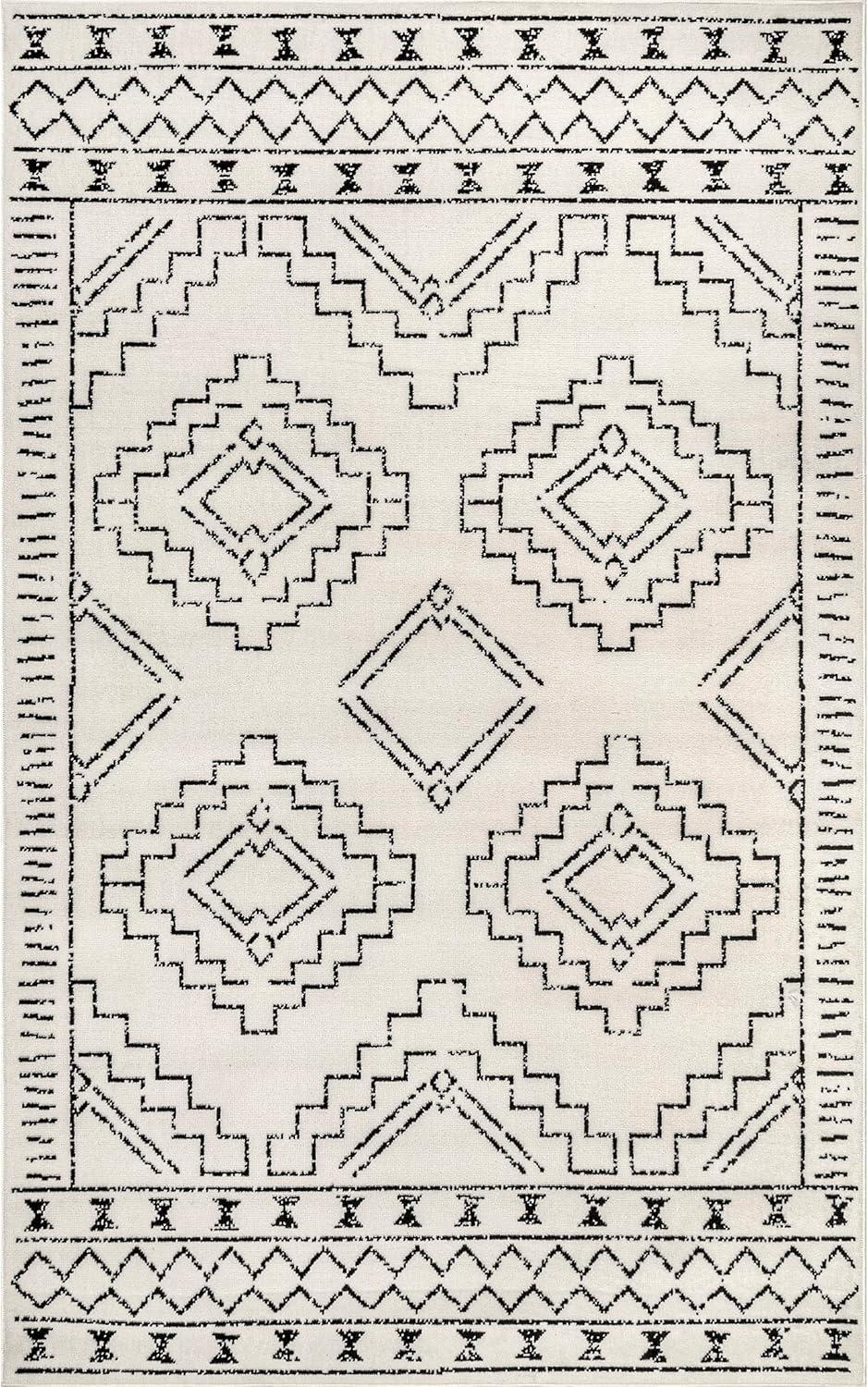 Reversible Gray Synthetic Moroccan Tribal 9' x 12' Area Rug