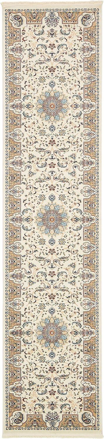 Unique Loom Newcastle Narenj Rug Ivory/Beige 3' x 13' 1" Runner Floral Traditional Perfect For Bathroom Hallway Mud Room Laundry Room