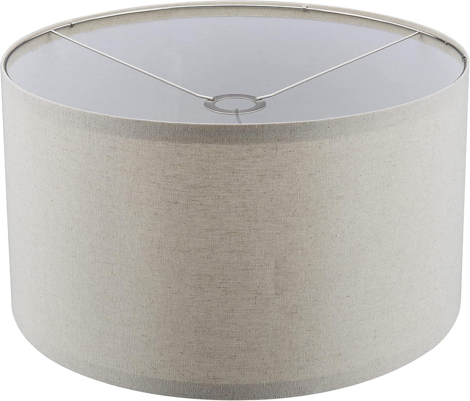 Oatmeal Linen Drum Lamp Shade with Nickel Finish