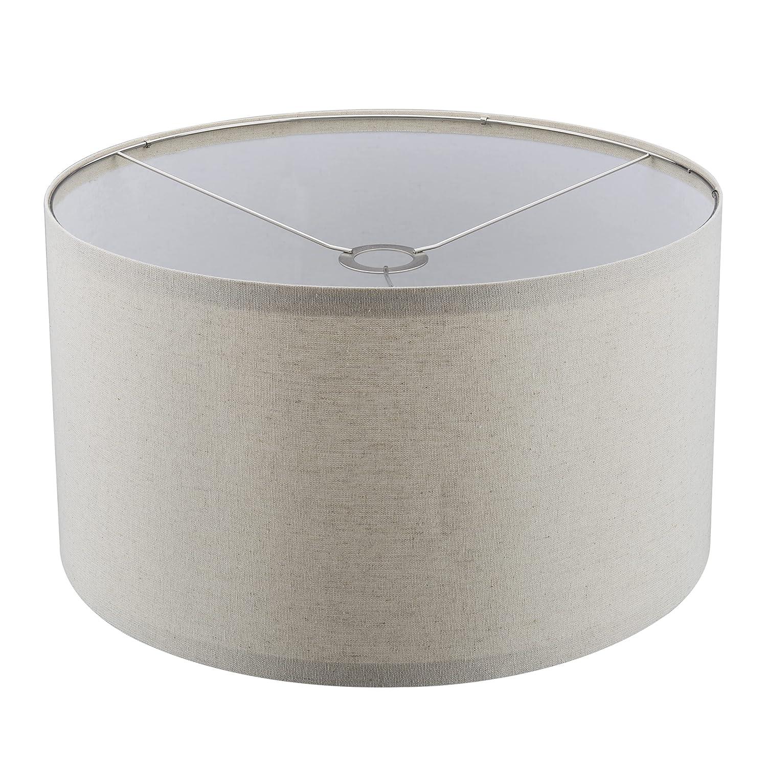 Aspen Creative 38871, Contemporary Design Drum Collapsible UNO Lamp Shade for Table Lamp And Pendant Light, 16" Top x 16" Bottom x 9" Height, Threaded UNO 36mm, Oatmeal Linen