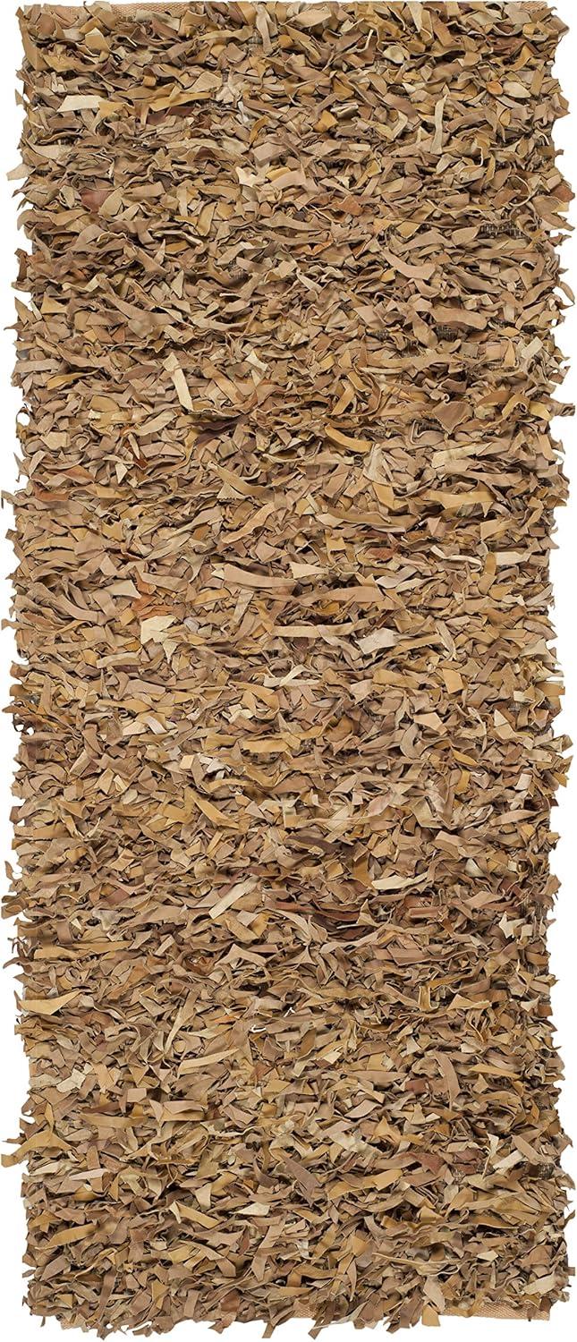 SAFAVIEH Mariam Leather Shag Area Rug, White, 2'3" x 4'