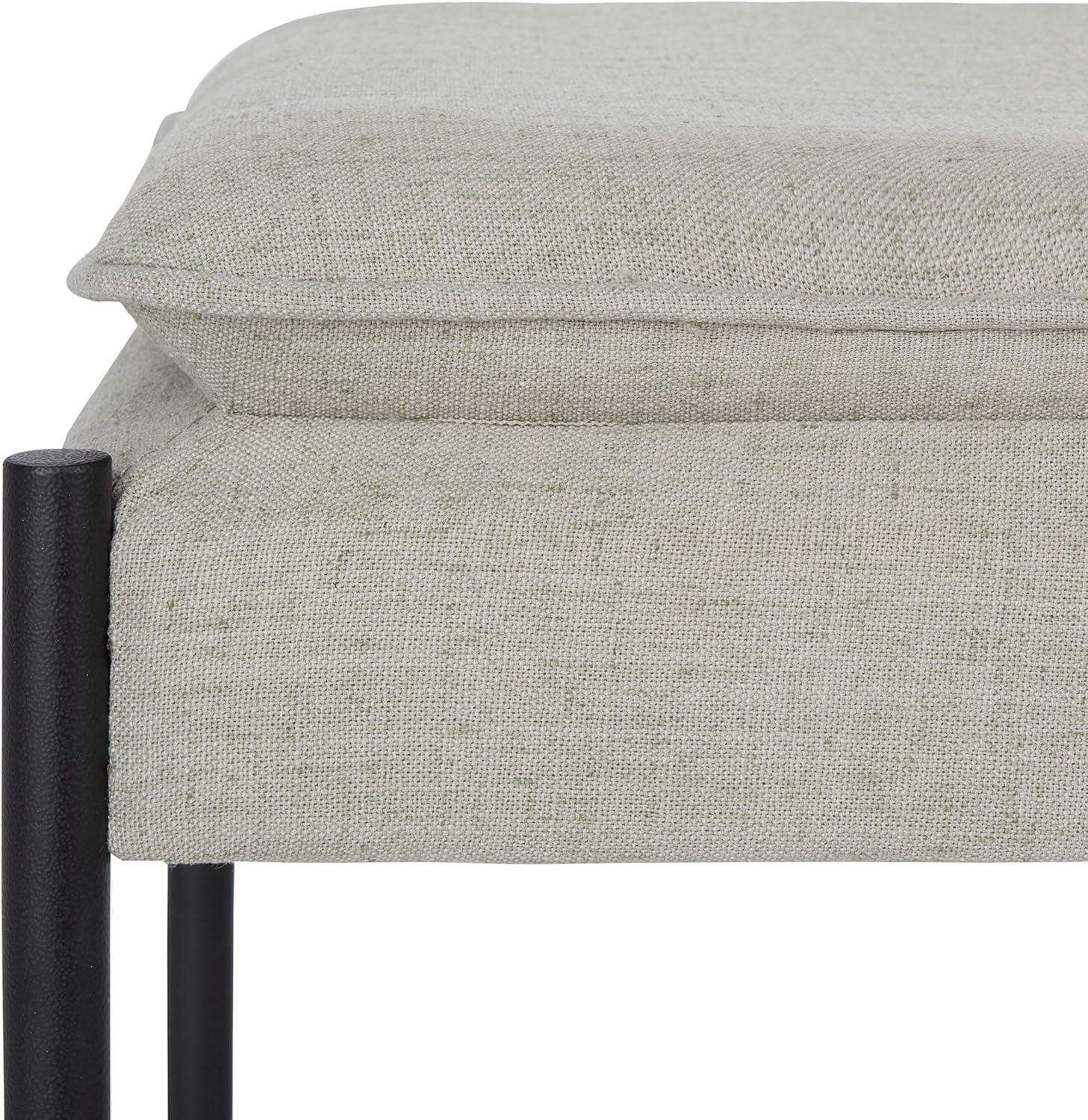 Kara Cushioned X Bench - Light Grey Linen/Black - Safavieh