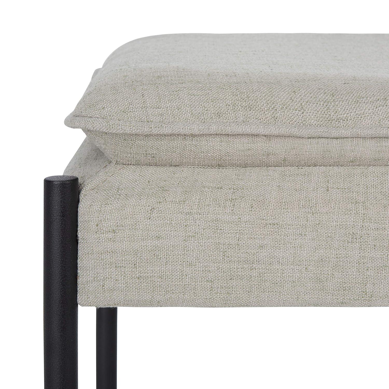 Kara Cushioned X Bench - Light Grey Linen/Black - Safavieh