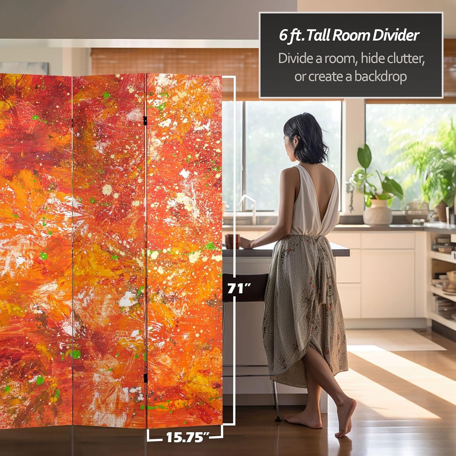 Red Lantern 6 ft. Tall Double Sided Twilight Reverie Canvas Room Divider, Transcendence