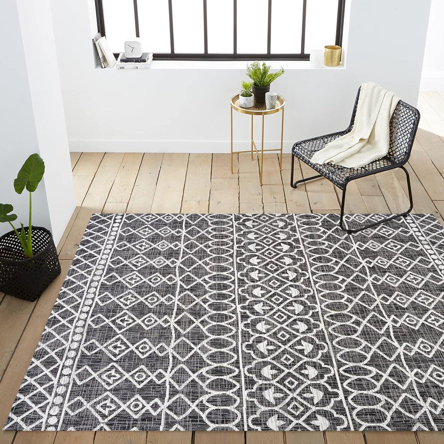 Kafel  Bohemian Indoor/Outdoor Area Rug  - JONATHAN Y