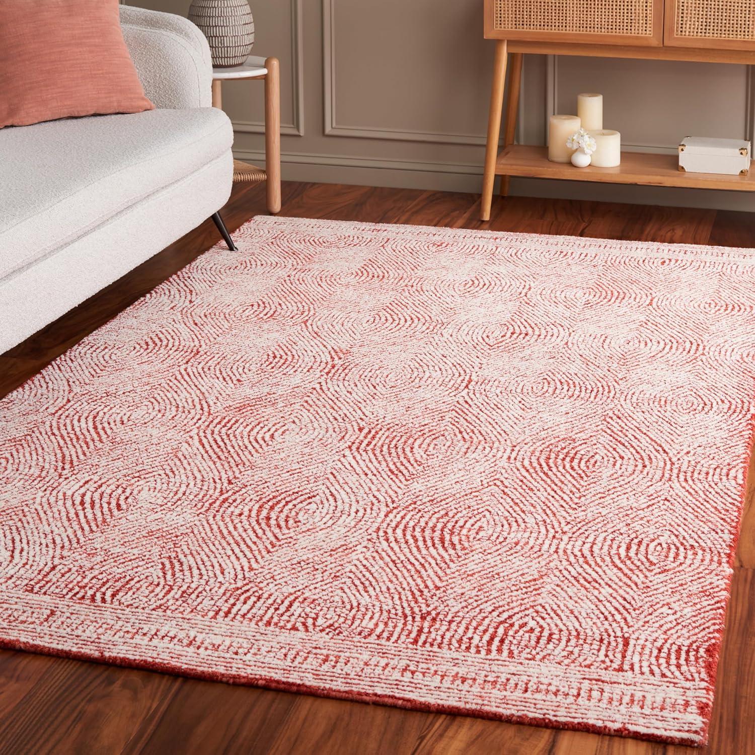 SAFAVIEH Abstract Caelestinus Ogee Wool Area Rug, Ivory/Red, 6' x 9'