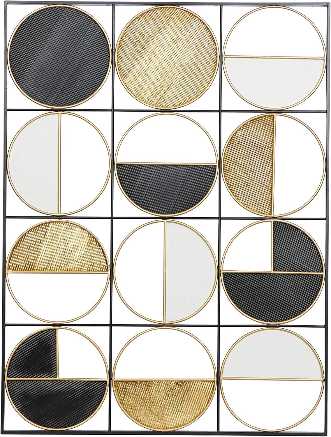 Black and Gold Geometric Metal Wall Sculpture, 30" x 40"